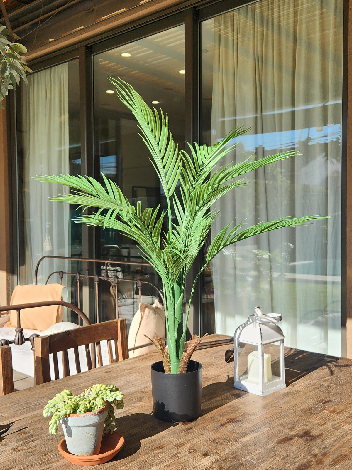 Planta Artificial Palmera Areca 80 cm Decorativa con Maceta