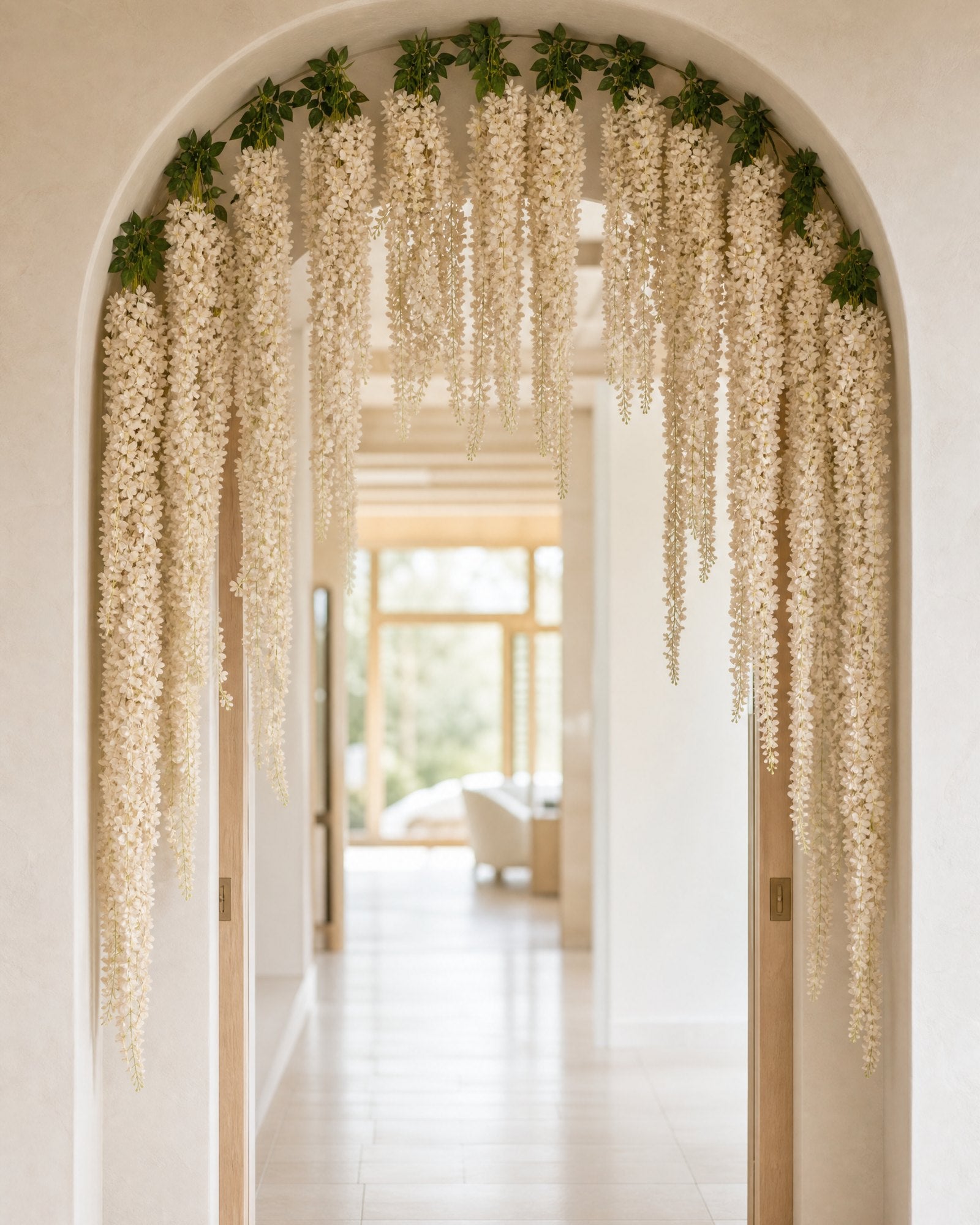 Vara Colgante Glicinas Crema Champagne 100 cm Pack x12 arco