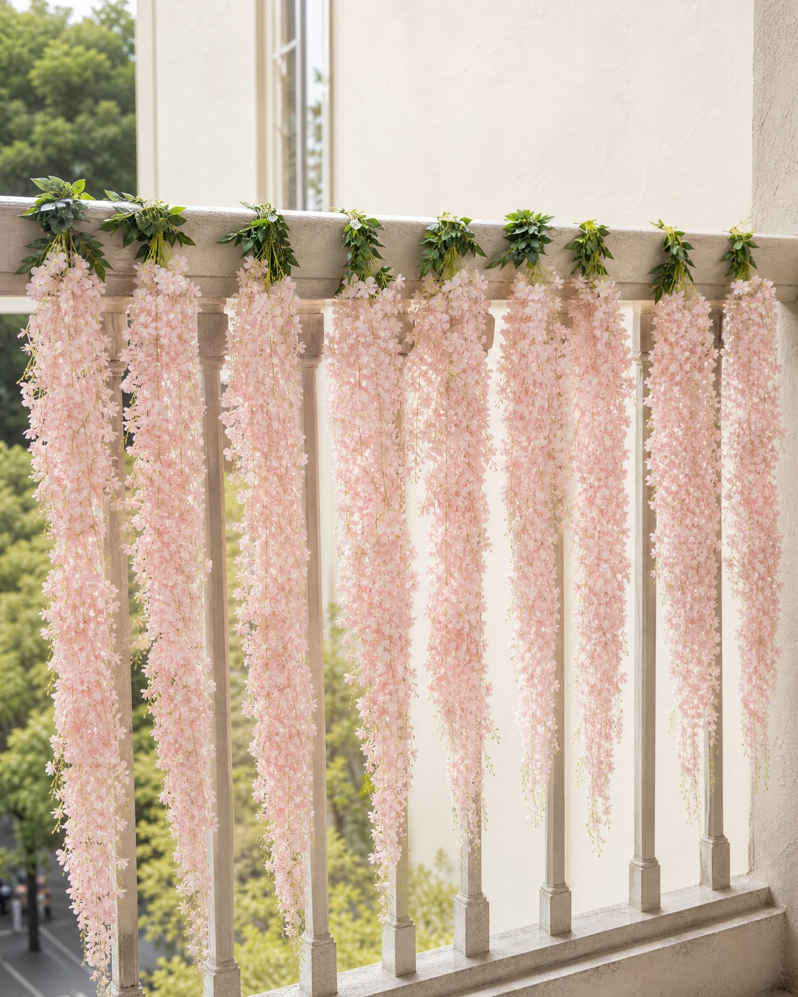 Vara Colgante de Glicinas Rosa Claro 100 cm – Calidad Premium para Decoración baranda