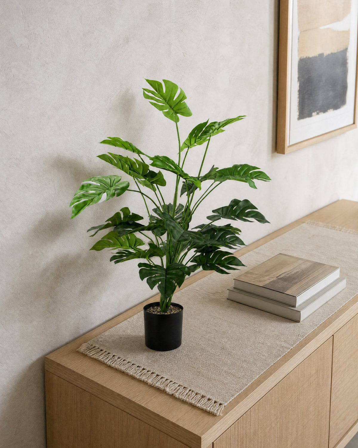 Planta Artificial Monstera 80 cm Decorativa con Maceta