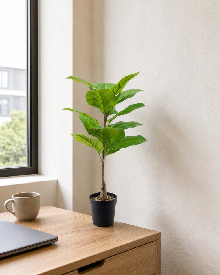 Planta Ficus Gomero Artificial 70 cm Verde Claro con Maceta