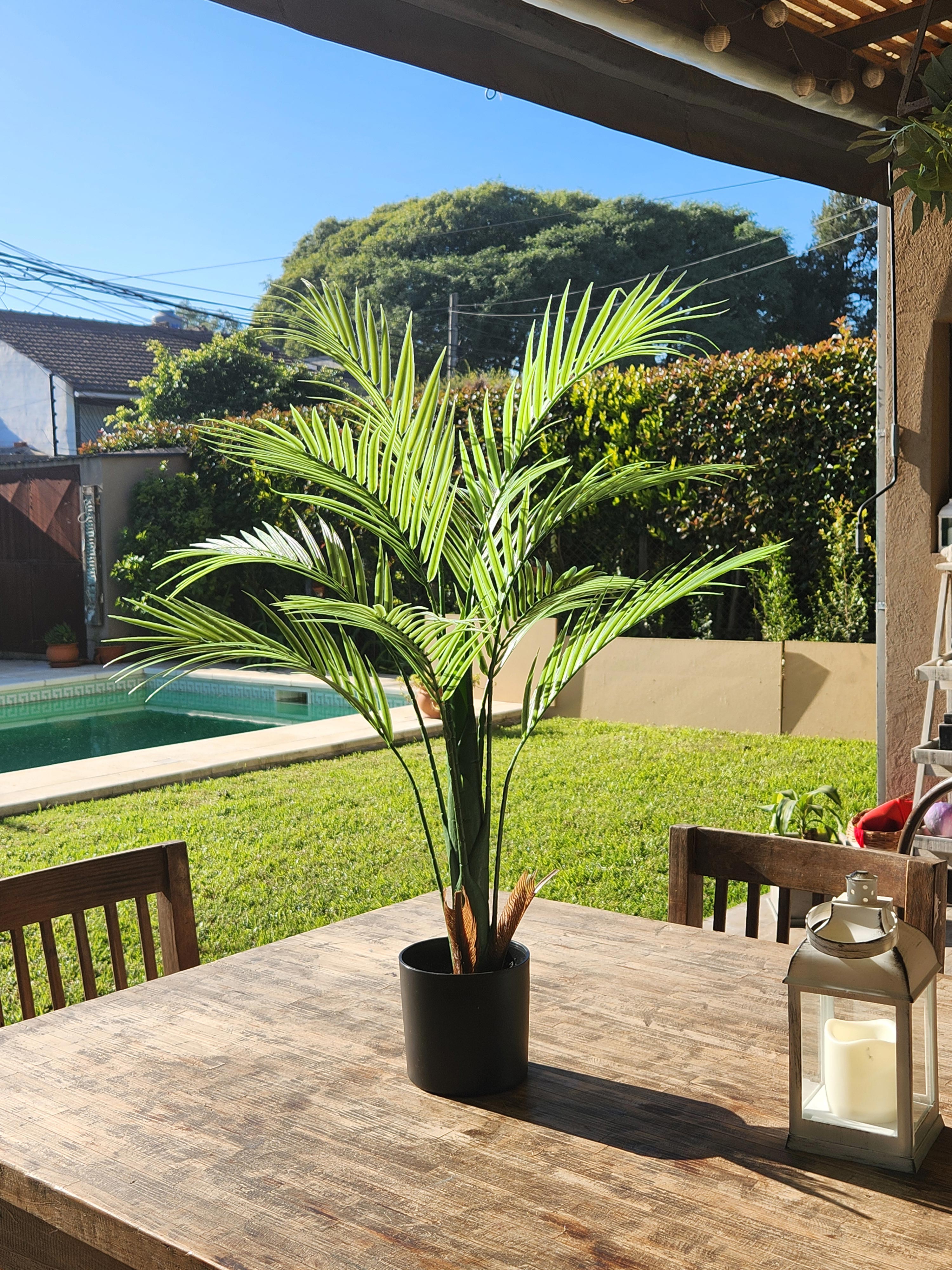 Planta Artificial Palmera Areca 80 cm Decorativa con Maceta