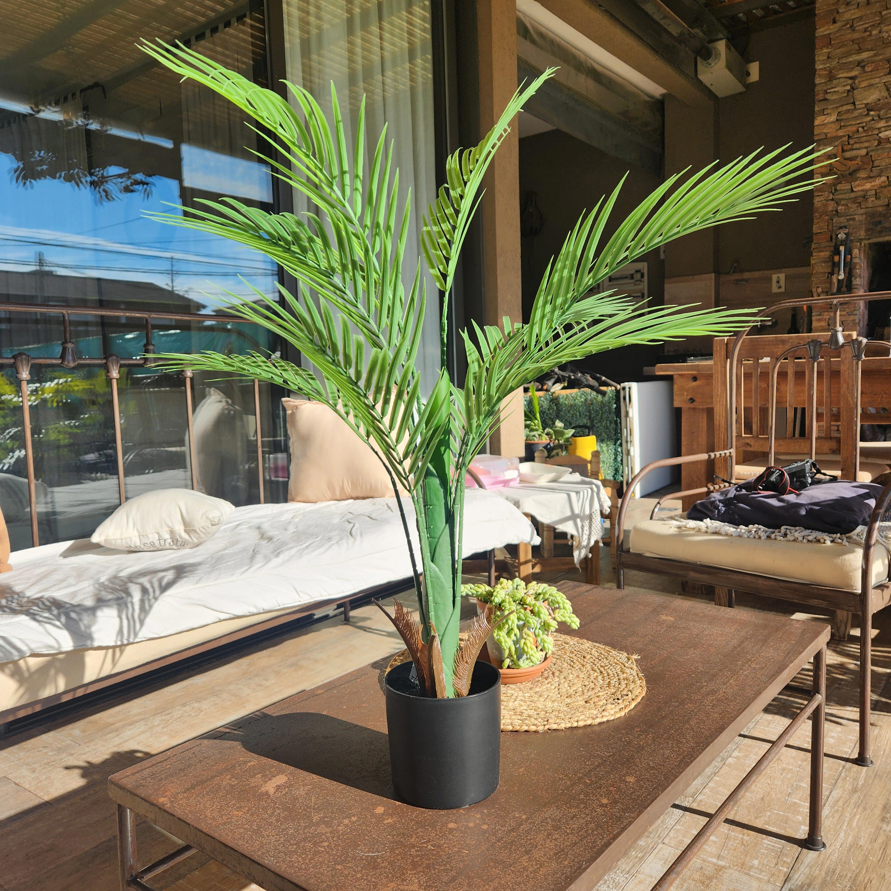 Planta Artificial Palmera Areca 80 cm Decorativa con Maceta