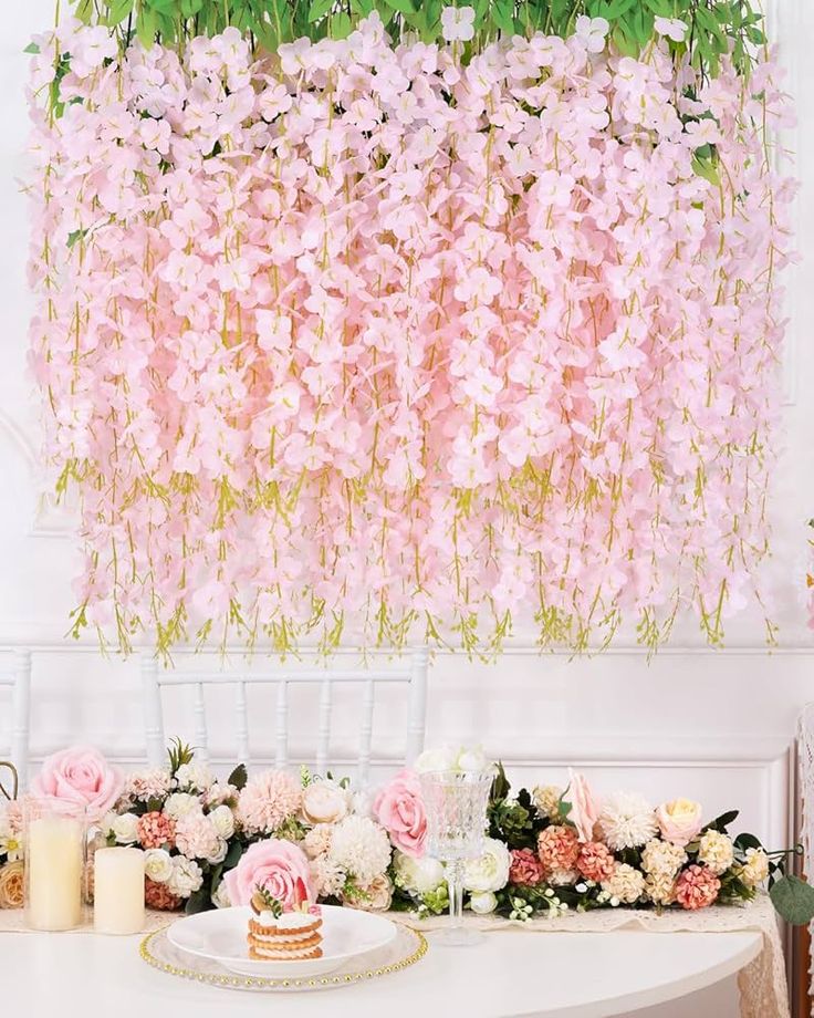 Vara Colgante de Glicinas Rosa Claro 100 cm – Calidad Premium para Decoración