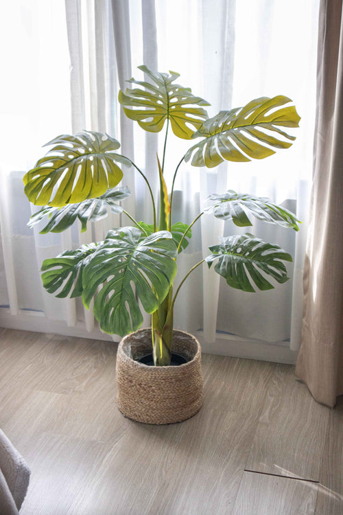 Planta Artificial Monstera 110 cm Decorativa con Maceta