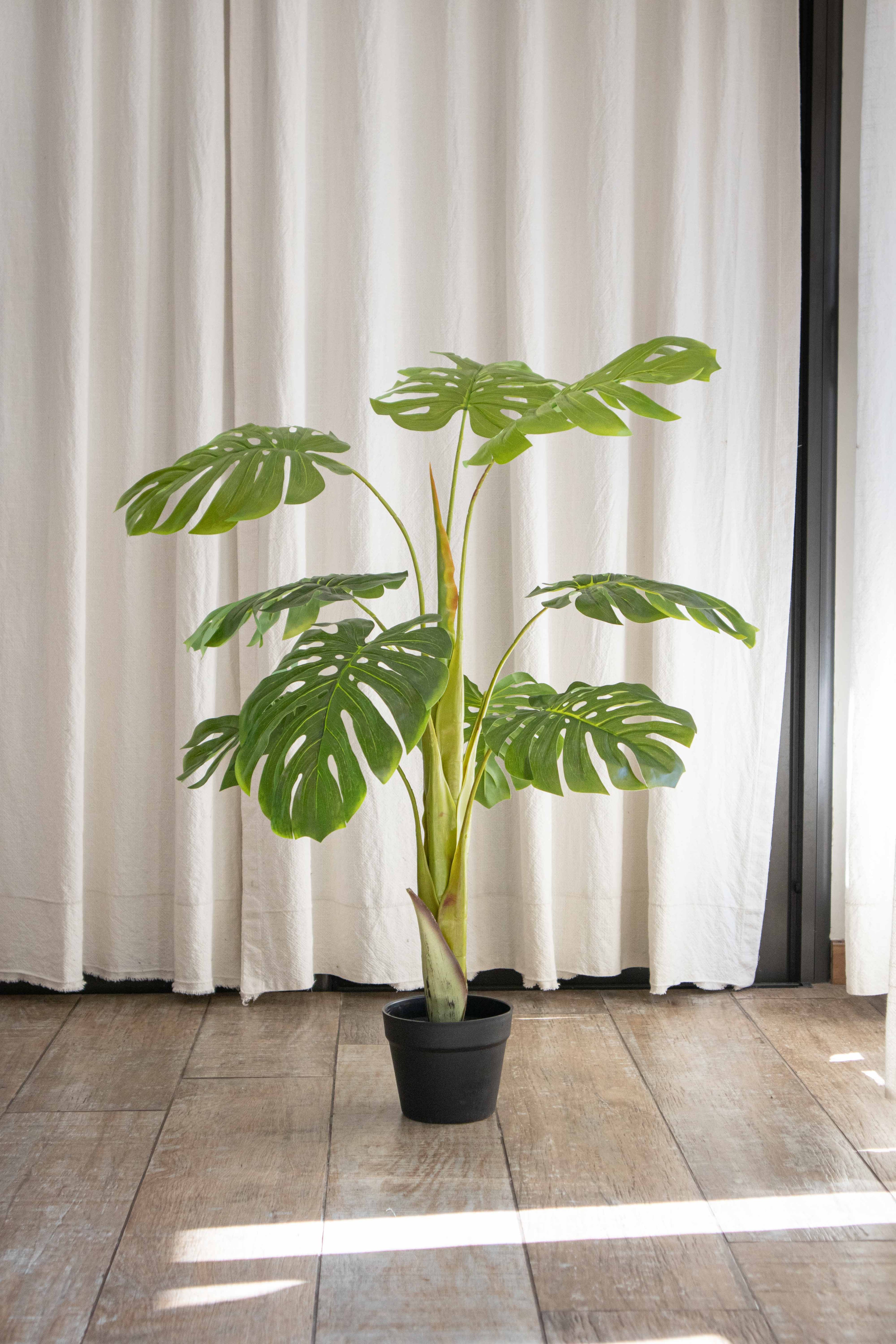 Planta Artificial Monstera 110 cm Decorativa con Maceta