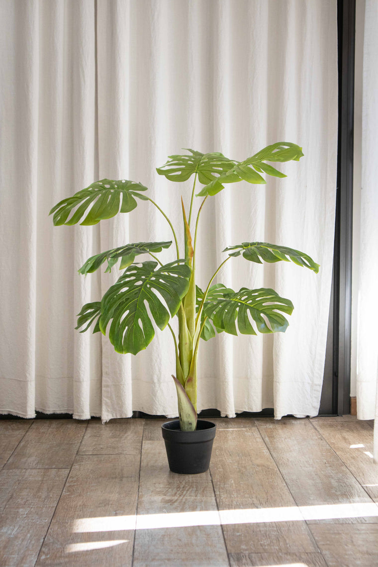 Planta Artificial Monstera 110 cm Decorativa con Maceta