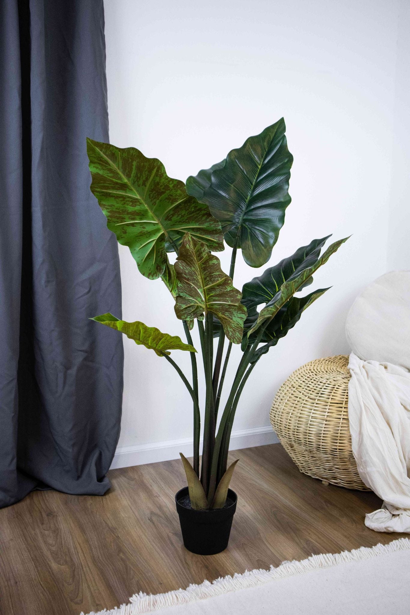 Planta Artificial Oreja de Elefante 110 cm Decorativa con Maceta