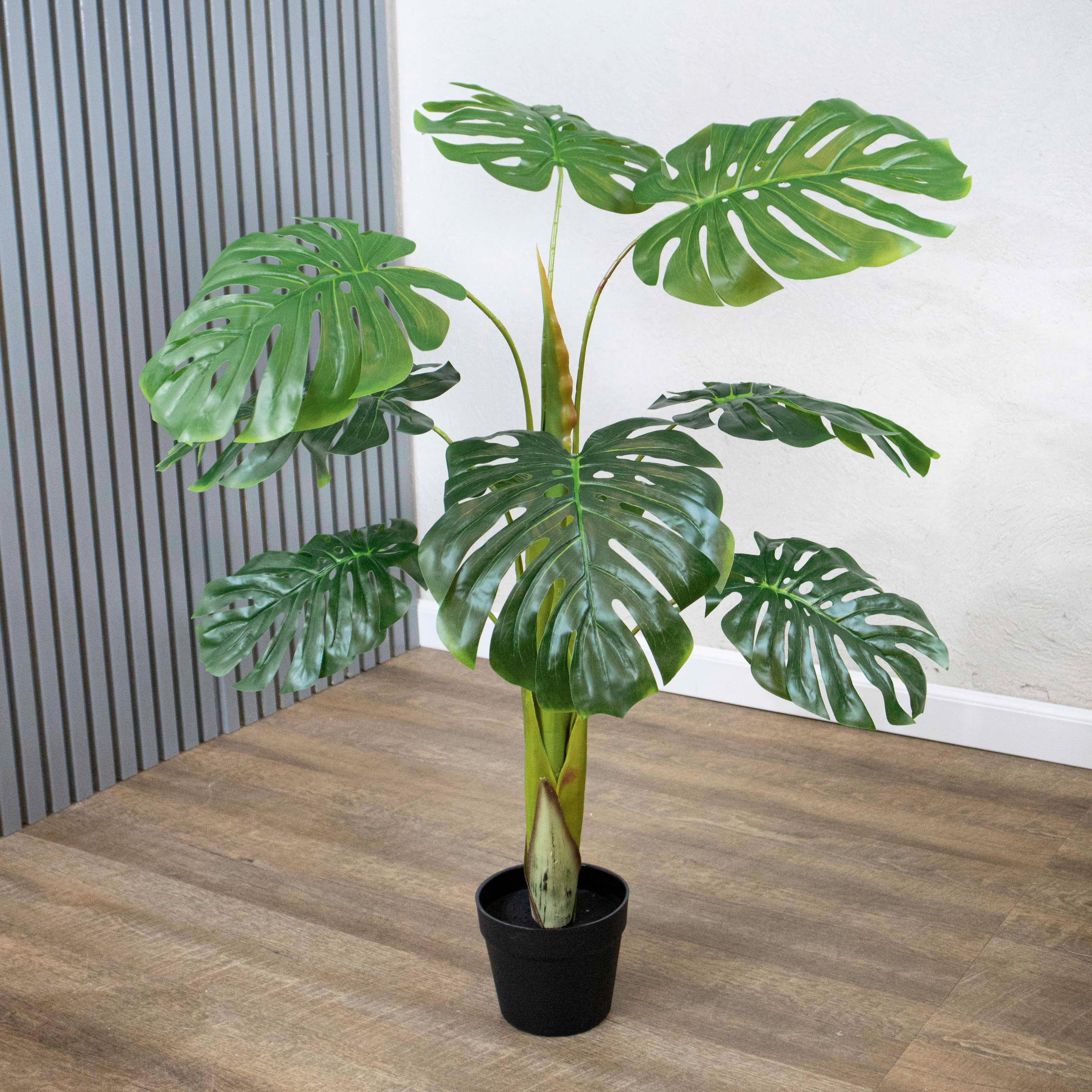 Planta Artificial Monstera 110 cm Decorativa con Maceta