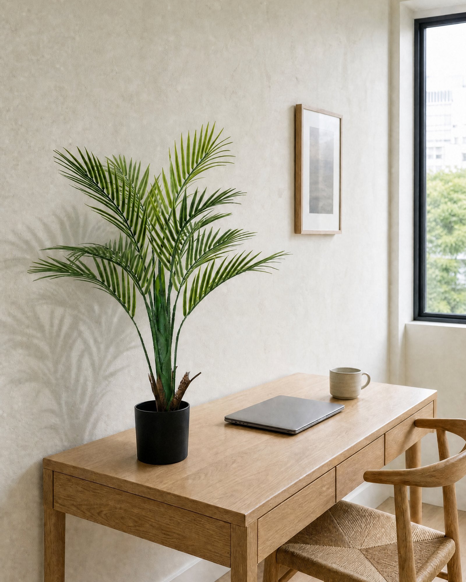 Planta Artificial Palmera Areca 80 cm Decorativa con Maceta oficina
