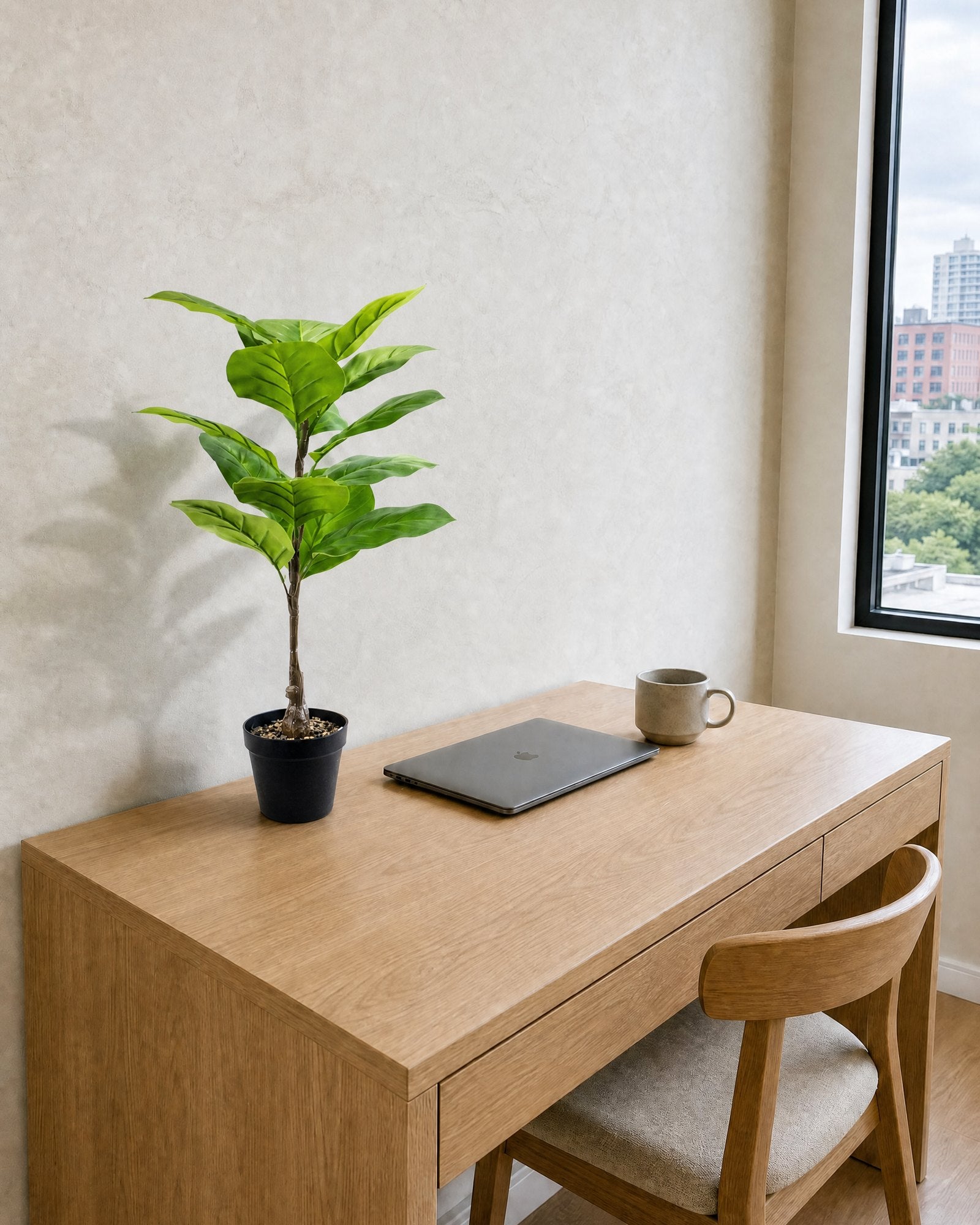Planta Ficus Gomero Artificial 70 cm Verde Claro con Maceta oficina