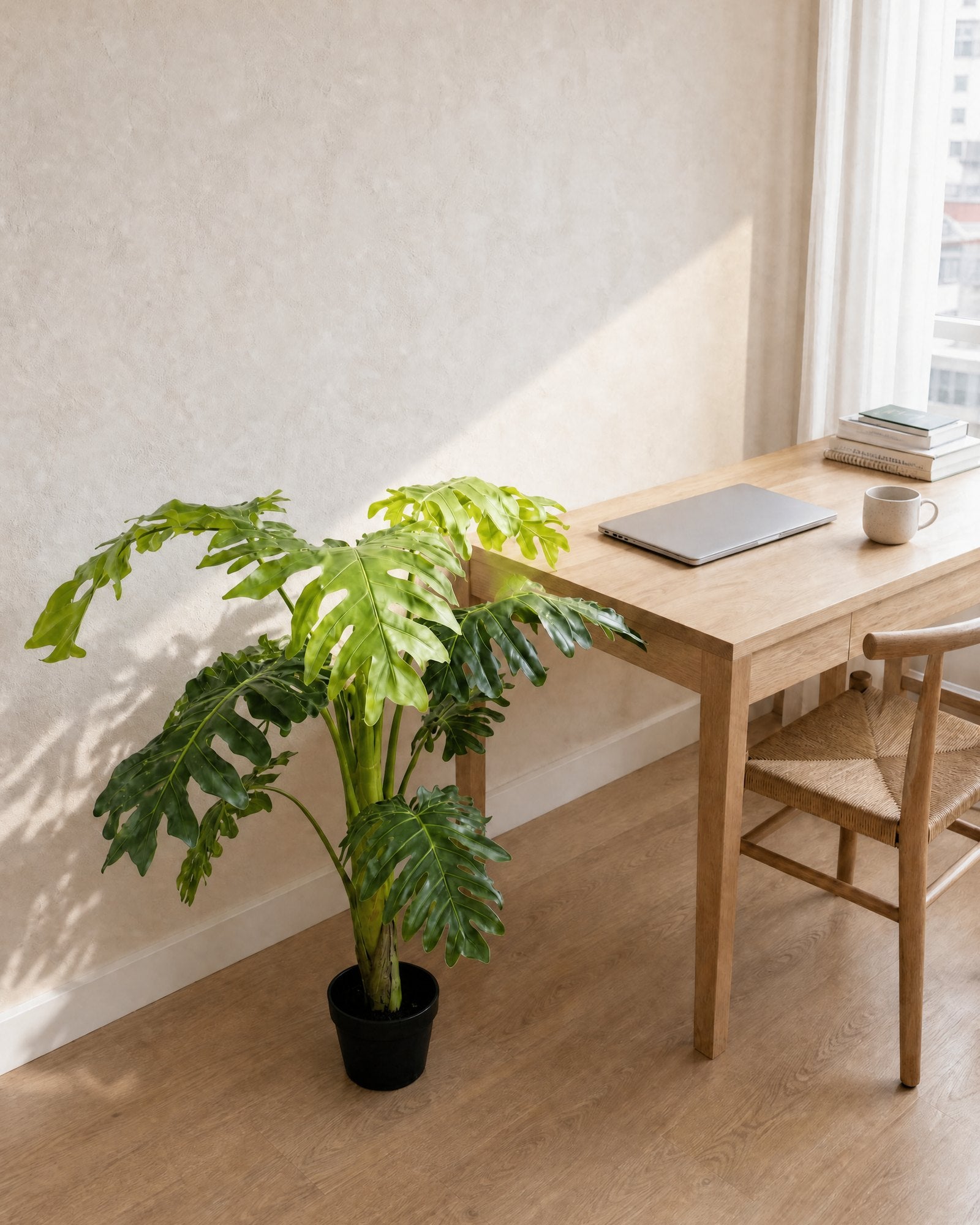 Planta Artificial Filodendra 110 cm Decorativa con Maceta oficina