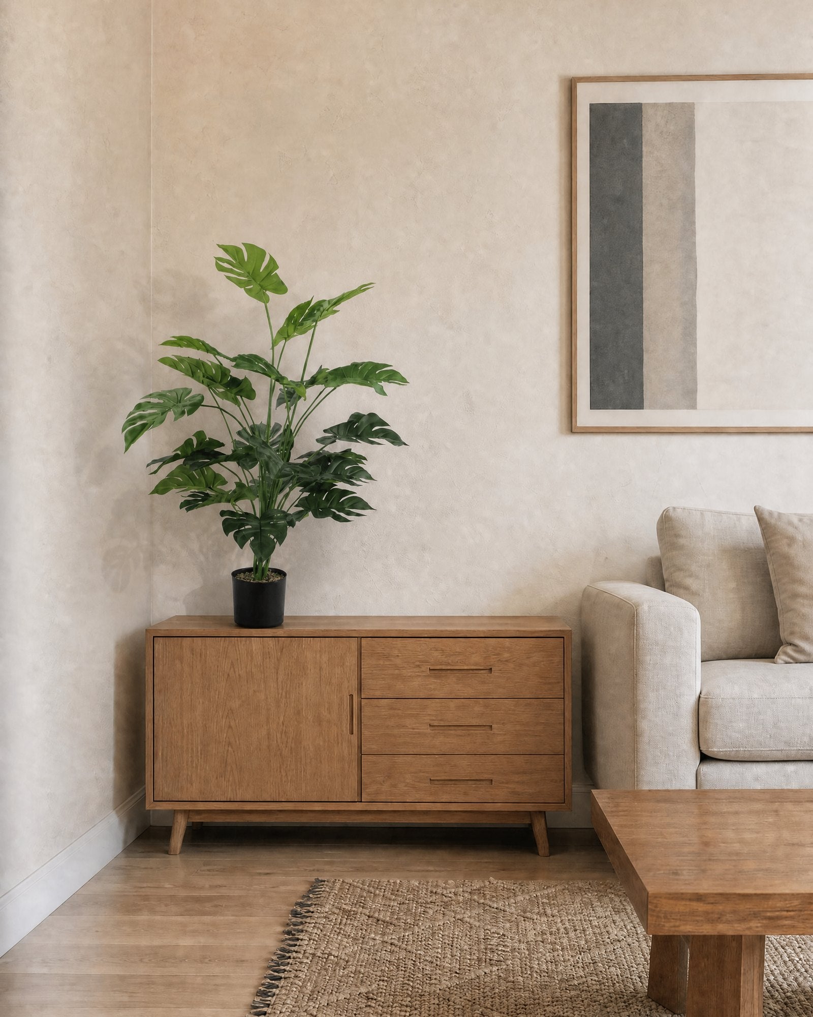Planta Artificial Monstera 80 cm Decorativa con Maceta living