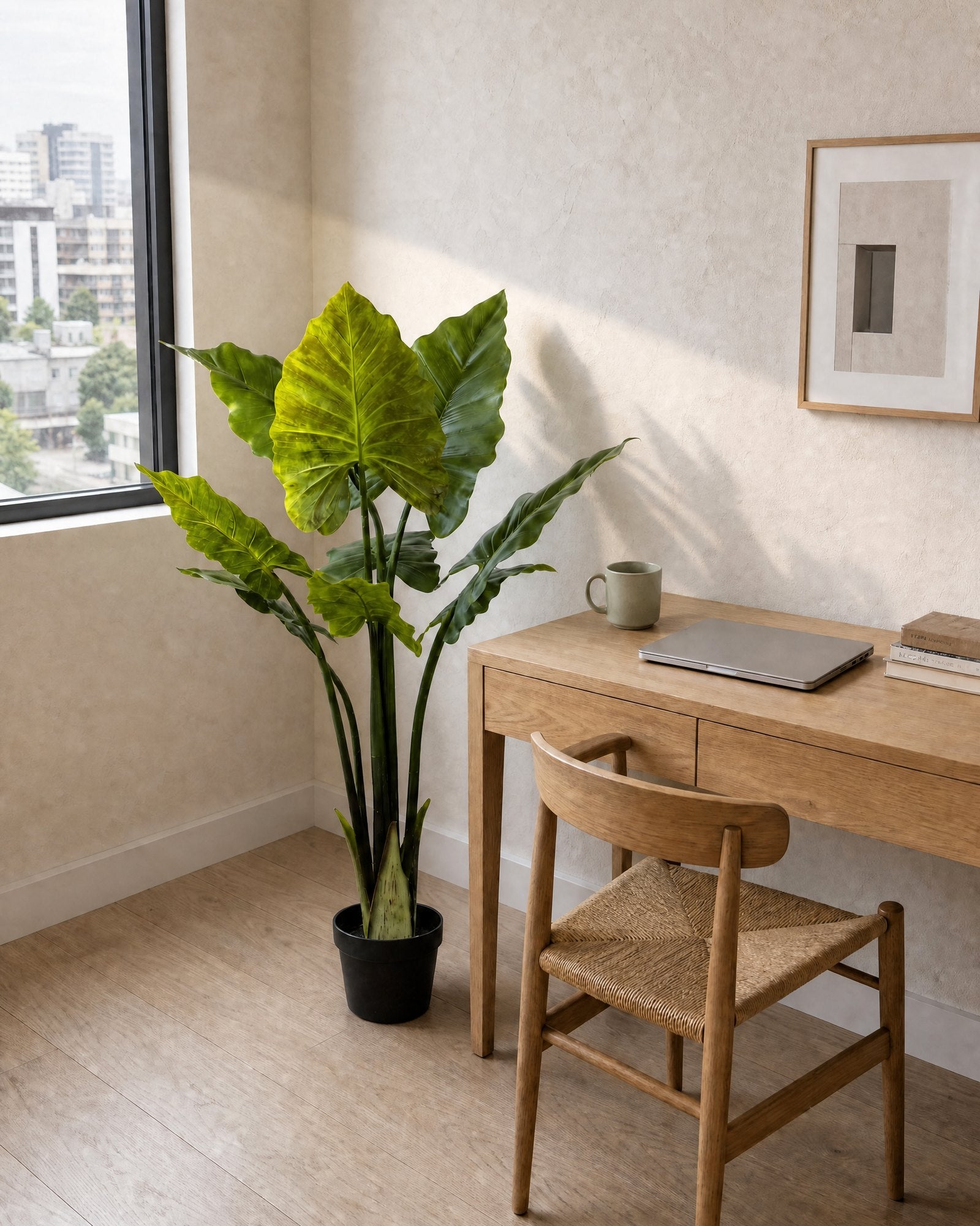 Planta Artificial Oreja de Elefante 110 cm Decorativa con Maceta oficina
